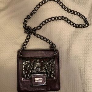 Donald J. Pliner dark silver snake skin cross body